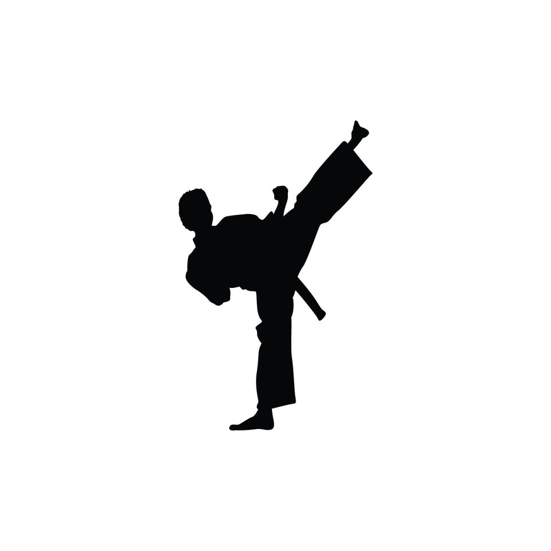 Vinyl Wall Art Decal - Taekwondo Side Kick - 32" x 20" - Trendy Motivational Positive Healthy Fun Design Sticker For Home Workout Room CrossFit Center Gym Fitness Lifestyle Decor 1