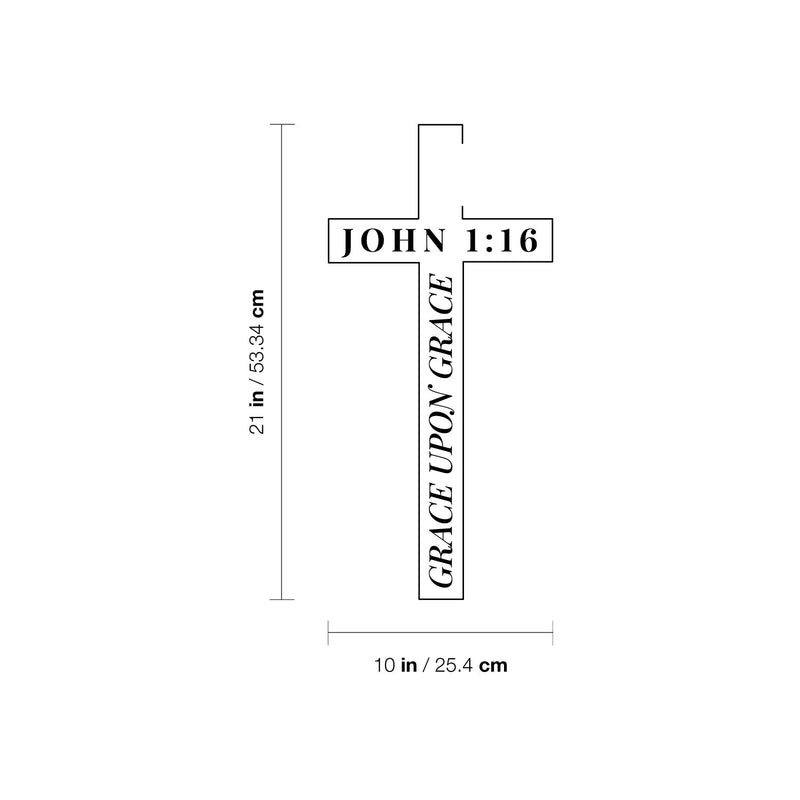 Vinyl Wall Art Decal - Grace Upon Grace - John 1:16 - 21" x 10" - Modern Lovely Spiritual Bible Verse Cross Design Sticker For Home Bedroom Closet Family Room Church Religious Center Decor 4
