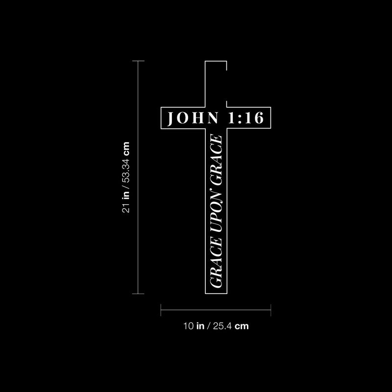 Vinyl Wall Art Decal - Grace Upon Grace - John 1:16 - 21" x 10" - Modern Lovely Spiritual Bible Verse Cross Design Sticker For Home Bedroom Closet Family Room Church Religious Center Decor 4