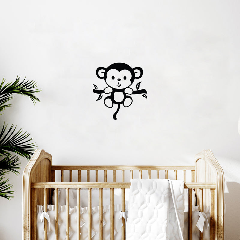 Vinyl Wall Art Decal - Baby Monkey - 21" x 20" - Trendy Funny Lovely Design Sticker For Home Toddlers Bedroom Baby's Nursery Playroom Daycare Kindergarten Decor 3