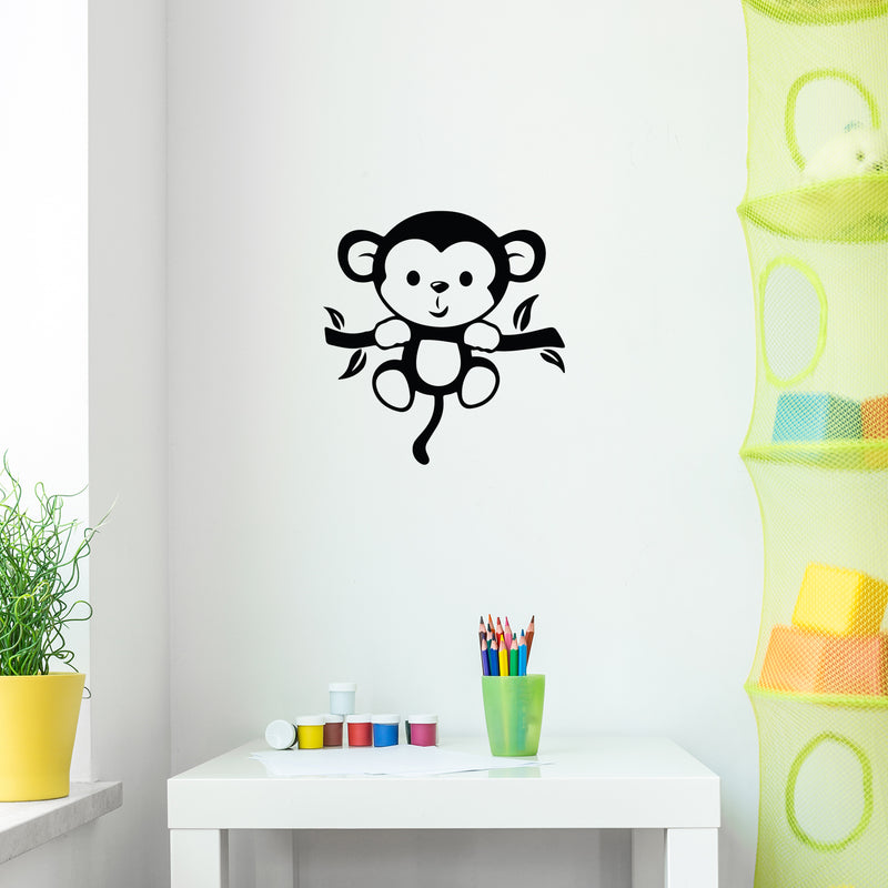 Vinyl Wall Art Decal - Baby Monkey - 21" x 20" - Trendy Funny Lovely Design Sticker For Home Toddlers Bedroom Baby's Nursery Playroom Daycare Kindergarten Decor 2