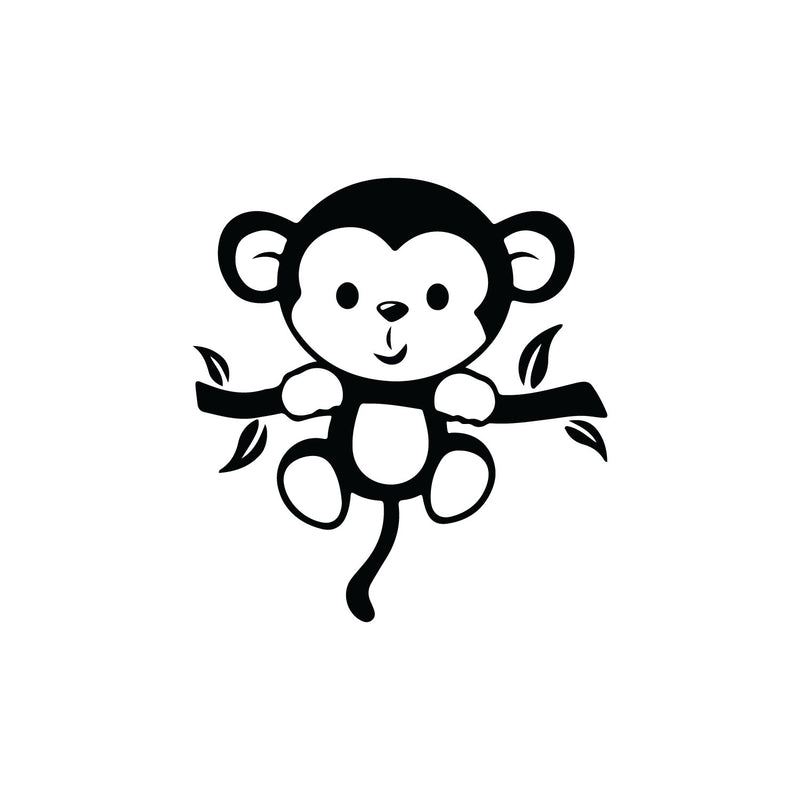 Vinyl Wall Art Decal - Baby Monkey - Trendy Funny Lovely Design Sticker For Home Toddlers Bedroom Baby's Nursery Playroom Daycare Kindergarten Decor 1