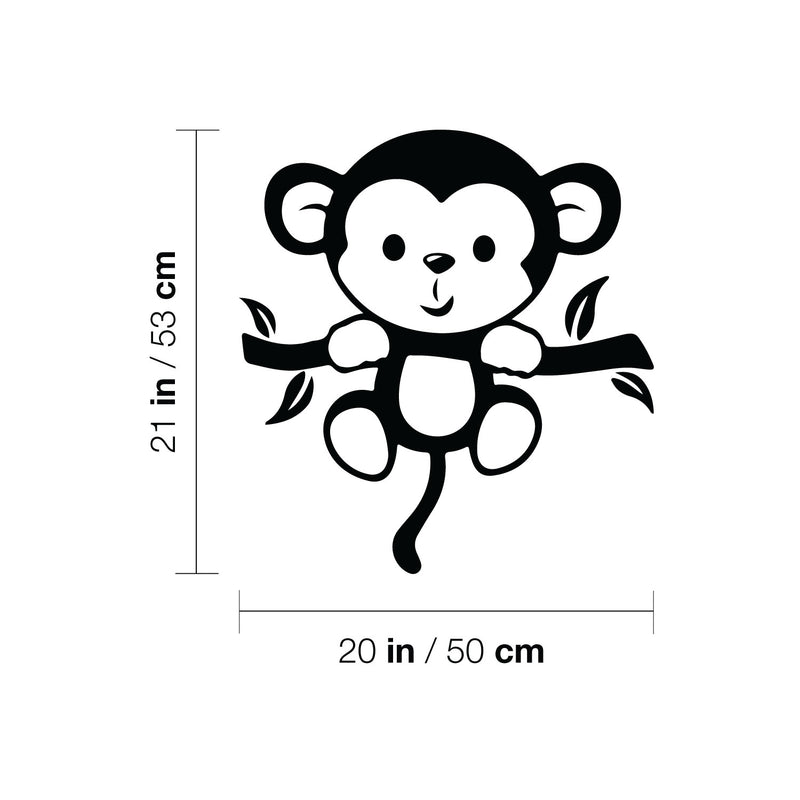 Vinyl Wall Art Decal - Baby Monkey - Trendy Funny Lovely Design Sticker For Home Toddlers Bedroom Baby's Nursery Playroom Daycare Kindergarten Decor 4