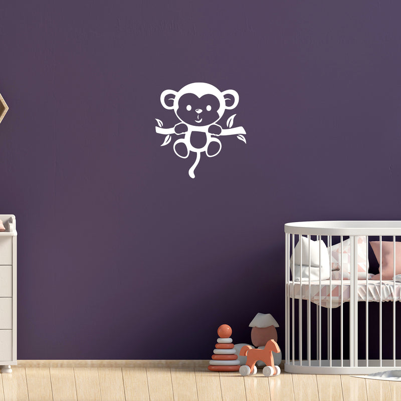 Vinyl Wall Art Decal - Baby Monkey - 21" x 20" - Trendy Funny Lovely Design Sticker For Home Toddlers Bedroom Baby's Nursery Playroom Daycare Kindergarten Decor 2