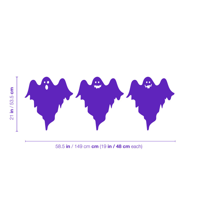 Vinyl Wall Art Decal - Ghost Trio - 19" x 21" Each -Seasonal Movie Props Trendy Funny Halloween Quote Sticker For School Classroom Entryway Living Room Storefront Coffee Shop Spooky Decor 4