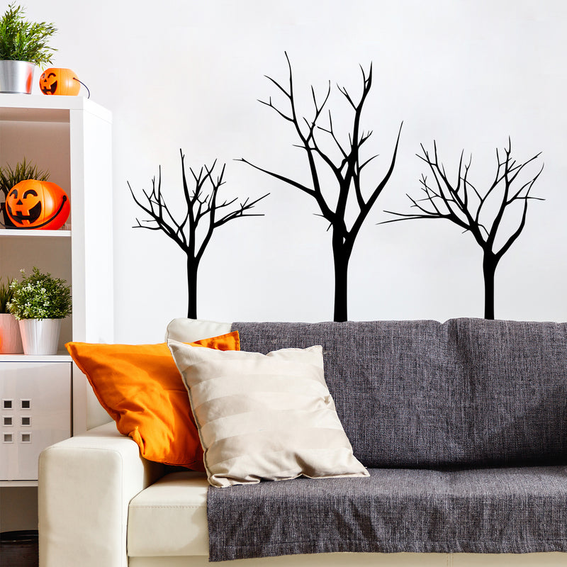 Vinyl Wall Art Decal - Scary Trees - From 22" x 35" Each - Seasonal Movie Props Trendy Horror Halloween Sticker For School Classroom Entryway Living Room Storefront Spooky Decor 2