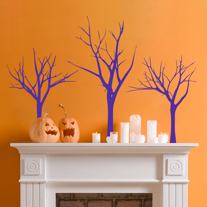 Vinyl Wall Art Decal - Scary Trees - From 22" x 35" Each - Seasonal Movie Props Trendy Horror Halloween Sticker For School Classroom Entryway Living Room Storefront Spooky Decor 2