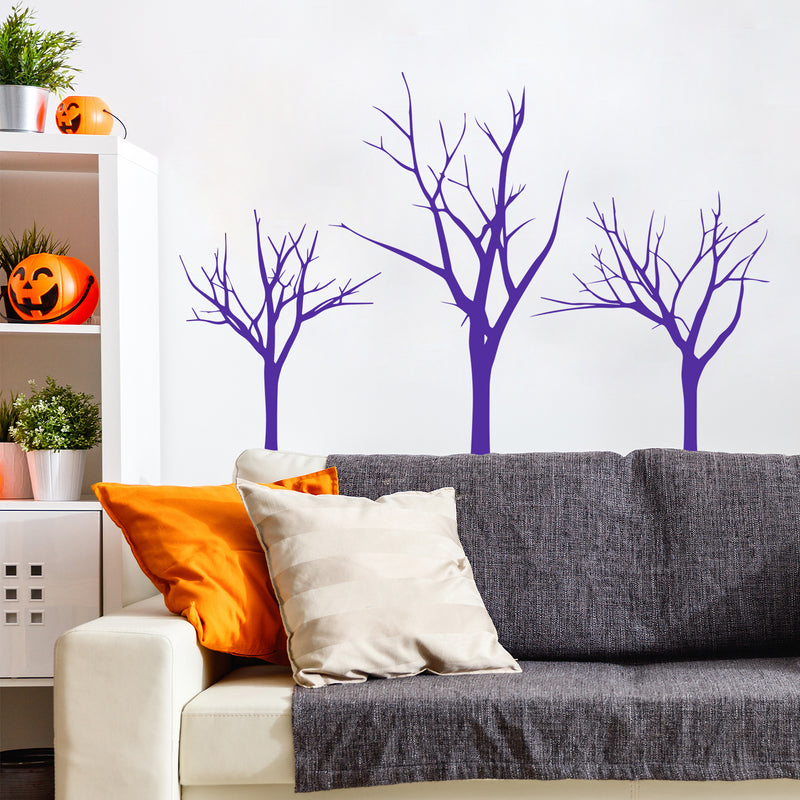 Vinyl Wall Art Decal - Scary Trees - From 22" x 35" Each - Seasonal Movie Props Trendy Horror Halloween Sticker For School Classroom Entryway Living Room Storefront Spooky Decor 3