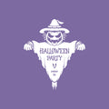 Vinyl Wall Art Decal - Halloween Party Come In - From 20" x 23" - Seasonal Welcome Sign Horror Scarecrow Shape Quote Sticker For Entryway Storefront Office Living Room Scary Spooky Decor 1