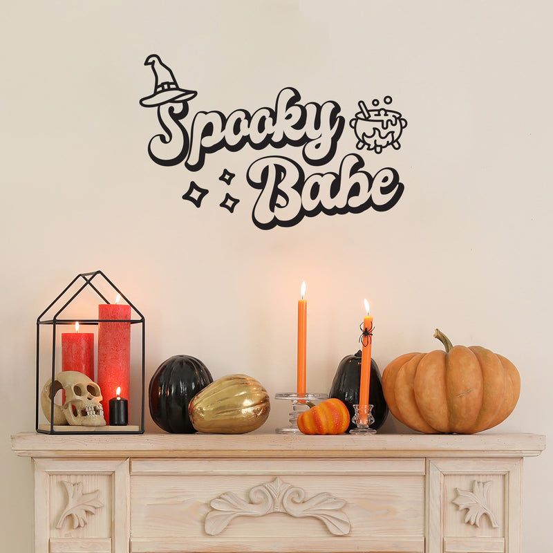 Vinyl Wall Art Decal - Spooky Babe - 16" x 25" -Seasonal Movie Props Trendy Funny Halloween Sticker For School Classroom Entryway Living Room Storefront Coffee Shop Spooky Decor 2