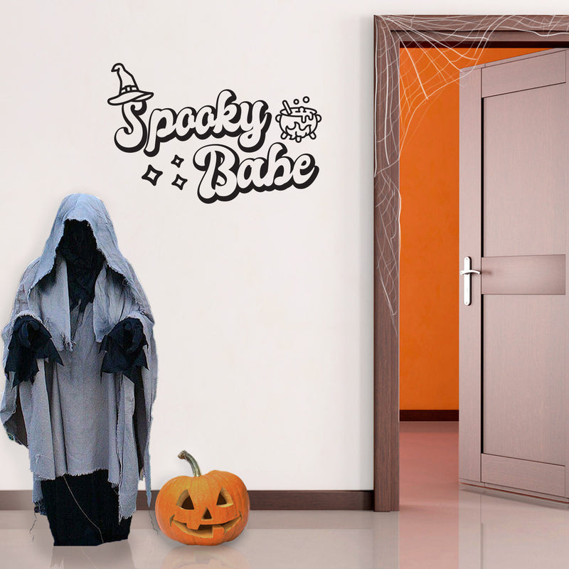 Vinyl Wall Art Decal - Spooky Babe - 16" x 25" -Seasonal Movie Props Trendy Funny Halloween Sticker For School Classroom Entryway Living Room Storefront Coffee Shop Spooky Decor 3