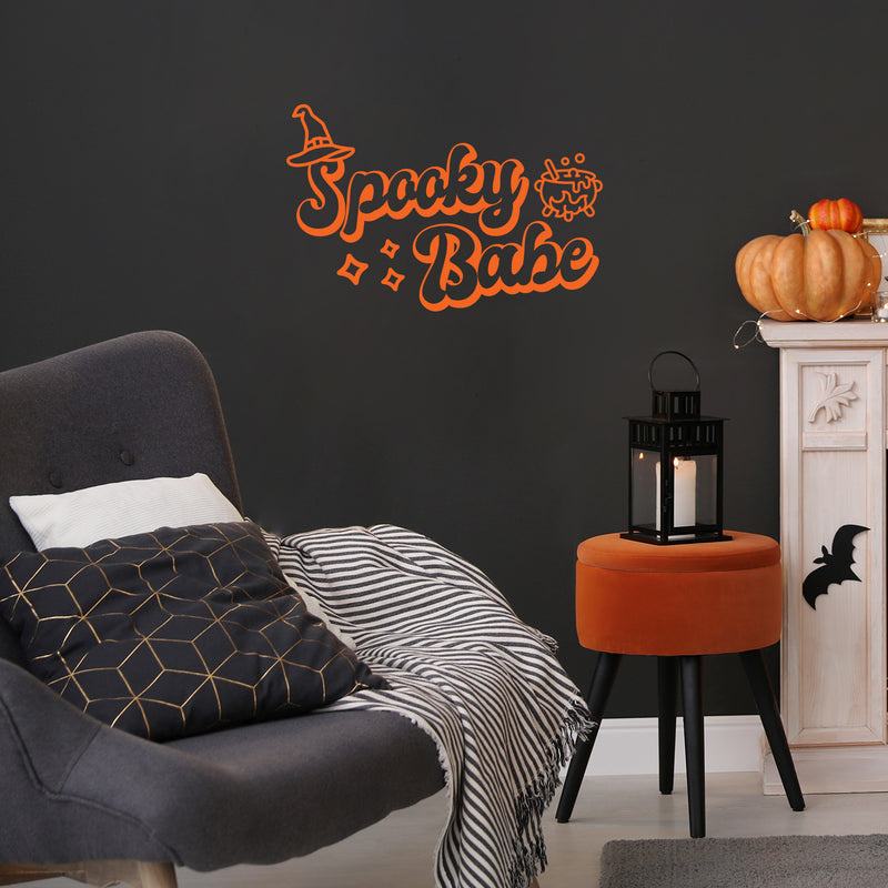 Vinyl Wall Art Decal - Spooky Babe - 16" x 25" -Seasonal Movie Props Trendy Funny Halloween Sticker For School Classroom Entryway Living Room Storefront Coffee Shop Spooky Decor 2