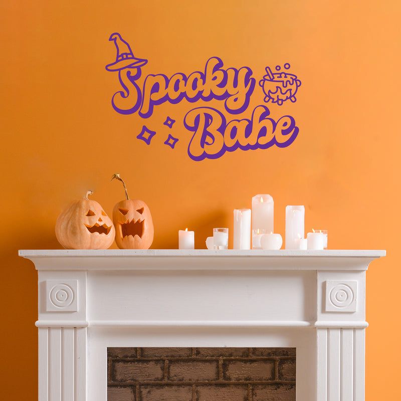 Vinyl Wall Art Decal - Spooky Babe - 16" x 25" -Seasonal Movie Props Trendy Funny Halloween Sticker For School Classroom Entryway Living Room Storefront Coffee Shop Spooky Decor 2