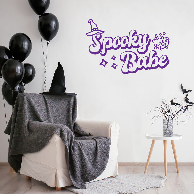 Vinyl Wall Art Decal - Spooky Babe - 16" x 25" -Seasonal Movie Props Trendy Funny Halloween Sticker For School Classroom Entryway Living Room Storefront Coffee Shop Spooky Decor 3