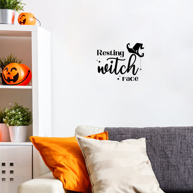 Vinyl Wall Art Decal - Resting Witch Face - 12" x 15" - Trendy Funny Halloween Quote Hat Design Sticker For Home Bedroom Family Room Windows Doors Storefront Coffee Shop Spooky Decor 2