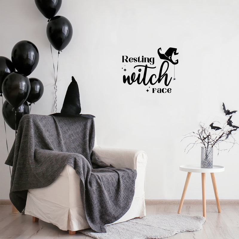 Vinyl Wall Art Decal - Resting Witch Face - 12" x 15" - Trendy Funny Halloween Quote Hat Design Sticker For Home Bedroom Family Room Windows Doors Storefront Coffee Shop Spooky Decor 3