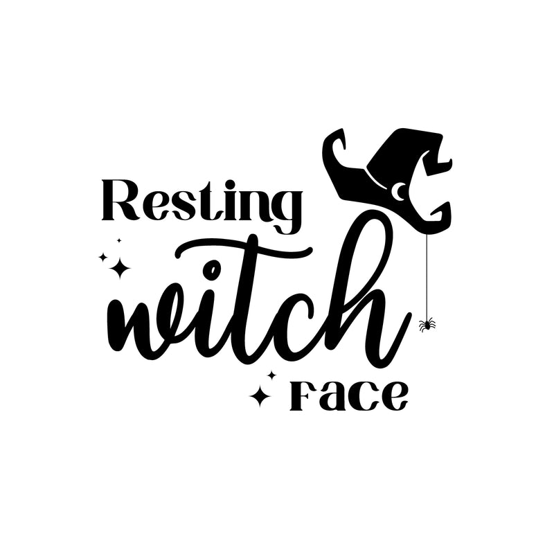 Vinyl Wall Art Decal - Resting Witch Face - Trendy Funny Halloween Quote Hat Design Sticker For Home Bedroom Family Room Windows Doors Storefront Coffee Shop Spooky Decor 1