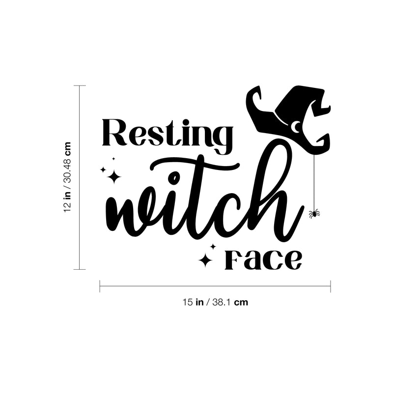 Vinyl Wall Art Decal - Resting Witch Face - Trendy Funny Halloween Quote Hat Design Sticker For Home Bedroom Family Room Windows Doors Storefront Coffee Shop Spooky Decor 4