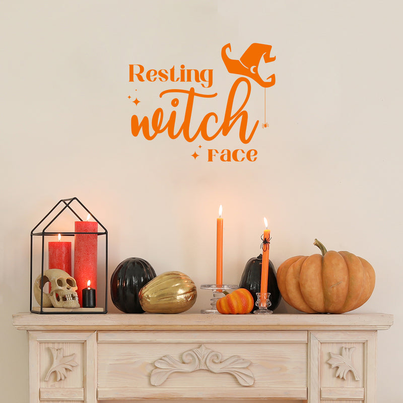 Vinyl Wall Art Decal - Resting Witch Face - Trendy Funny Halloween Quote Hat Design Sticker For Home Bedroom Family Room Windows Doors Storefront Coffee Shop Spooky Decor 5