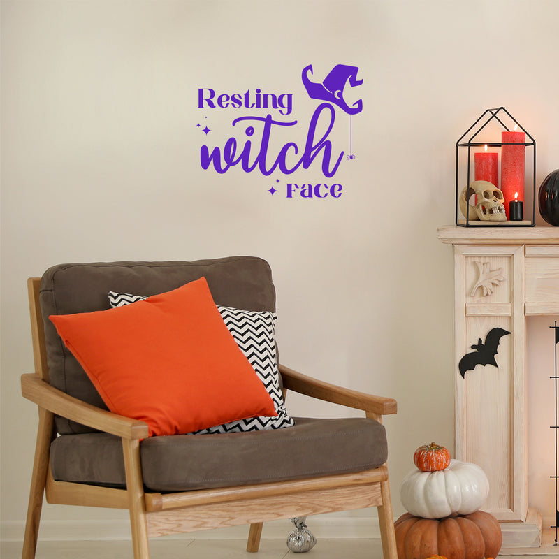 Vinyl Wall Art Decal - Resting Witch Face - 12" x 15" - Trendy Funny Halloween Quote Hat Design Sticker For Home Bedroom Family Room Windows Doors Storefront Coffee Shop Spooky Decor 2