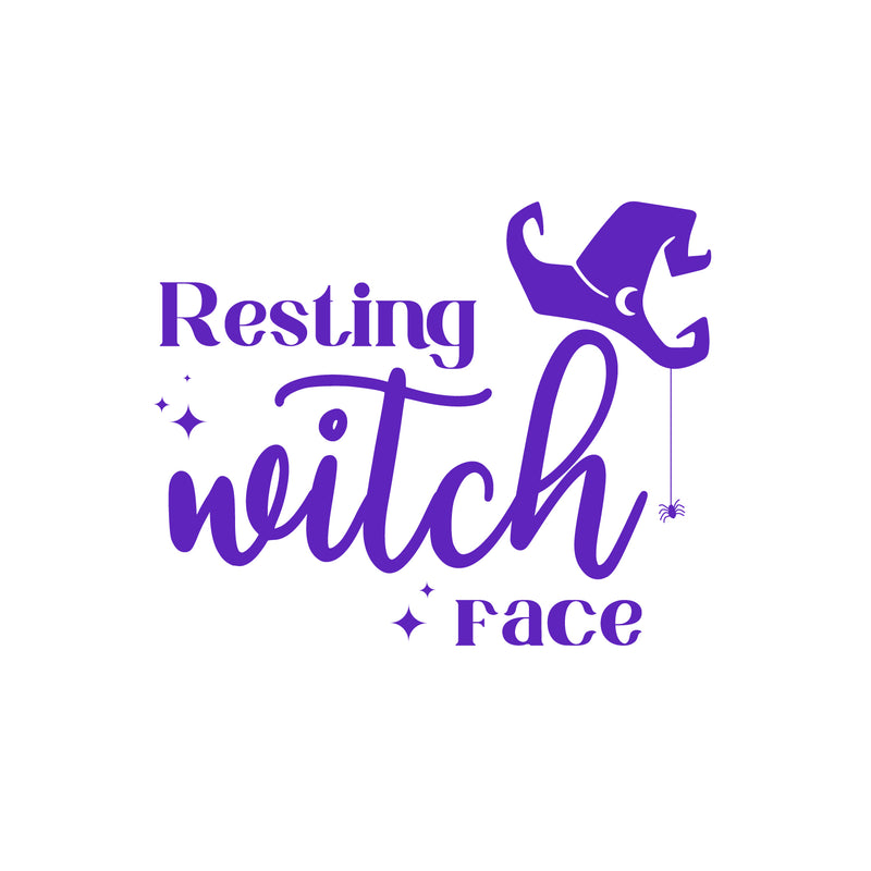 Vinyl Wall Art Decal - Resting Witch Face - 12" x 15" - Trendy Funny Halloween Quote Hat Design Sticker For Home Bedroom Family Room Windows Doors Storefront Coffee Shop Spooky Decor 1