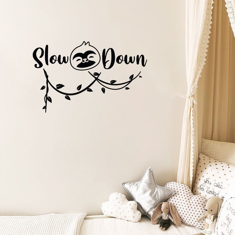 Vinyl Wall Art Decal - Slow Down - 15" x 24" - Trendy Inspirational Quote Mountain Design Sticker For Children Bedroom Home Baby Nursery Daycare Kids Room Decor 2