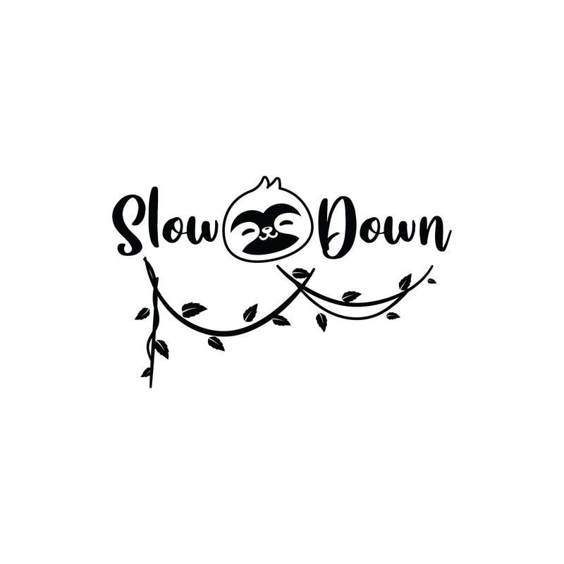 Vinyl Wall Art Decal - Slow Down - 15" x 24" - Trendy Inspirational Quote Mountain Design Sticker For Children Bedroom Home Baby Nursery Daycare Kids Room Decor 1