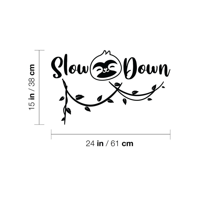 Vinyl Wall Art Decal - Slow Down - Trendy Inspirational Quote Sloth Design Sticker For Children Bedroom Home Baby Nursery Daycare Kids Room Decor 4