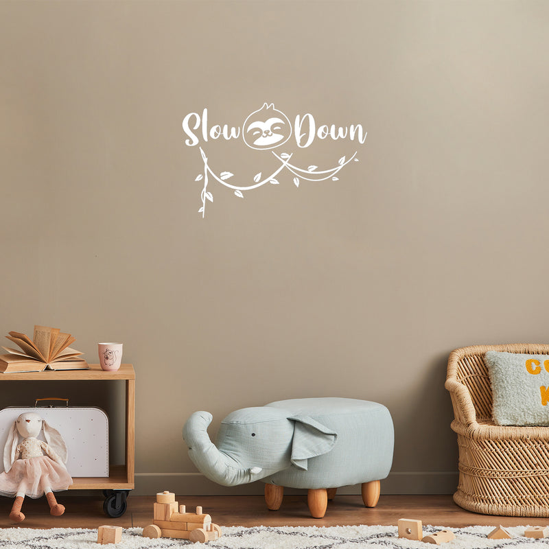 Vinyl Wall Art Decal - Slow Down - 15" x 24" - Trendy Inspirational Quote Mountain Design Sticker For Children Bedroom Home Baby Nursery Daycare Kids Room Decor 2