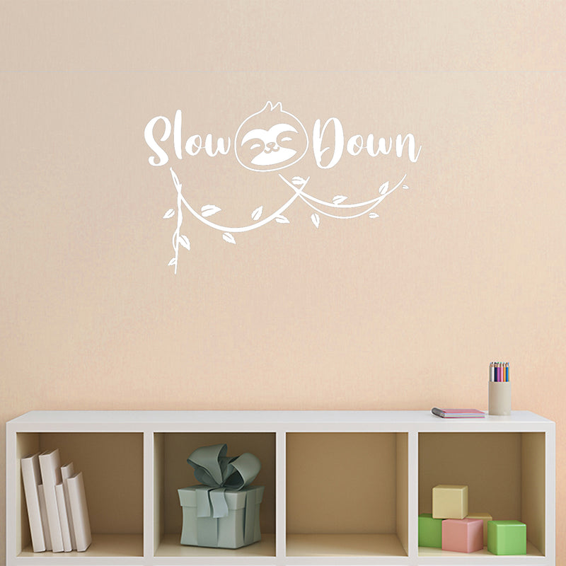 Vinyl Wall Art Decal - Slow Down - 15" x 24" - Trendy Inspirational Quote Mountain Design Sticker For Children Bedroom Home Baby Nursery Daycare Kids Room Decor 3