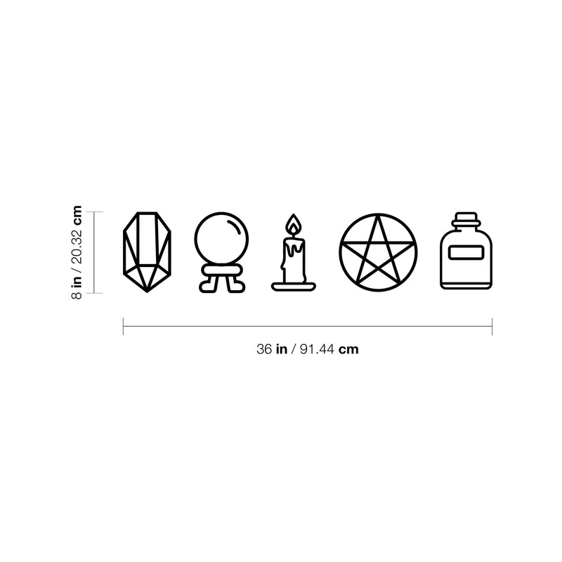 Vinyl Wall Art Decal - Mystic Objects - 8" x 36" - Trendy Cool Fun Halloween Design Sticker For Home Bedroom Family Room Windows Doors Storefront Coffee Shop Office Spooky Decor 4