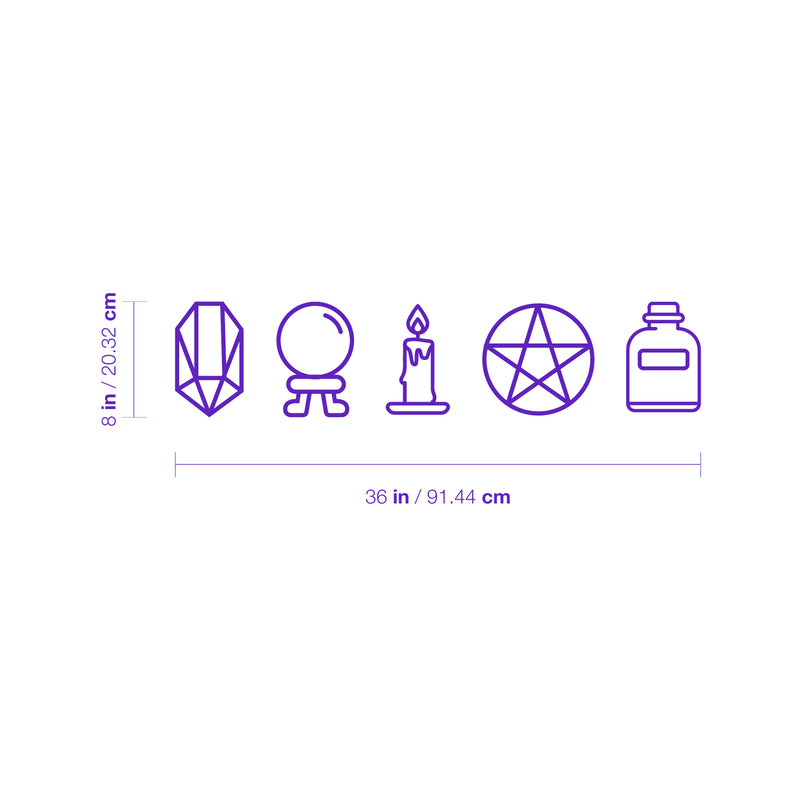 Vinyl Wall Art Decal - Mystic Objects - 8" x 36" - Trendy Cool Fun Halloween Design Sticker For Home Bedroom Family Room Windows Doors Storefront Coffee Shop Office Spooky Decor 4