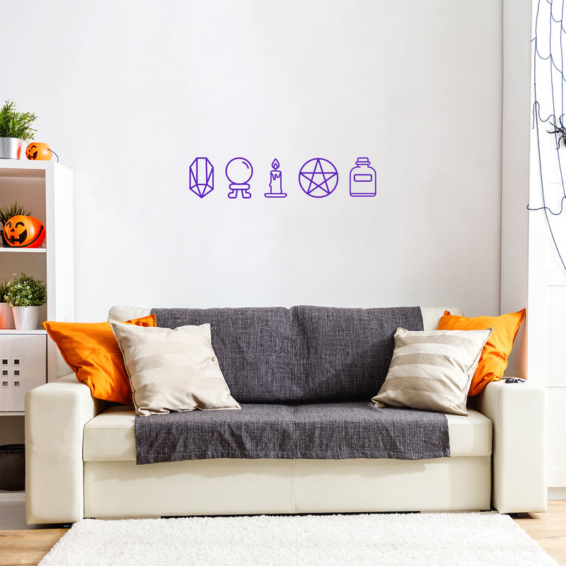 Vinyl Wall Art Decal - Mystic Objects - 8" x 36" - Trendy Cool Fun Halloween Design Sticker For Home Bedroom Family Room Windows Doors Storefront Coffee Shop Office Spooky Decor 3