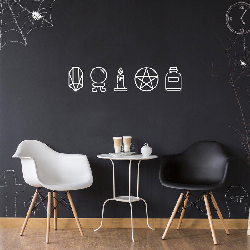 Vinyl Wall Art Decal - Mystic Objects - 8" x 36" - Trendy Cool Fun Halloween Design Sticker For Home Bedroom Family Room Windows Doors Storefront Coffee Shop Office Spooky Decor 3