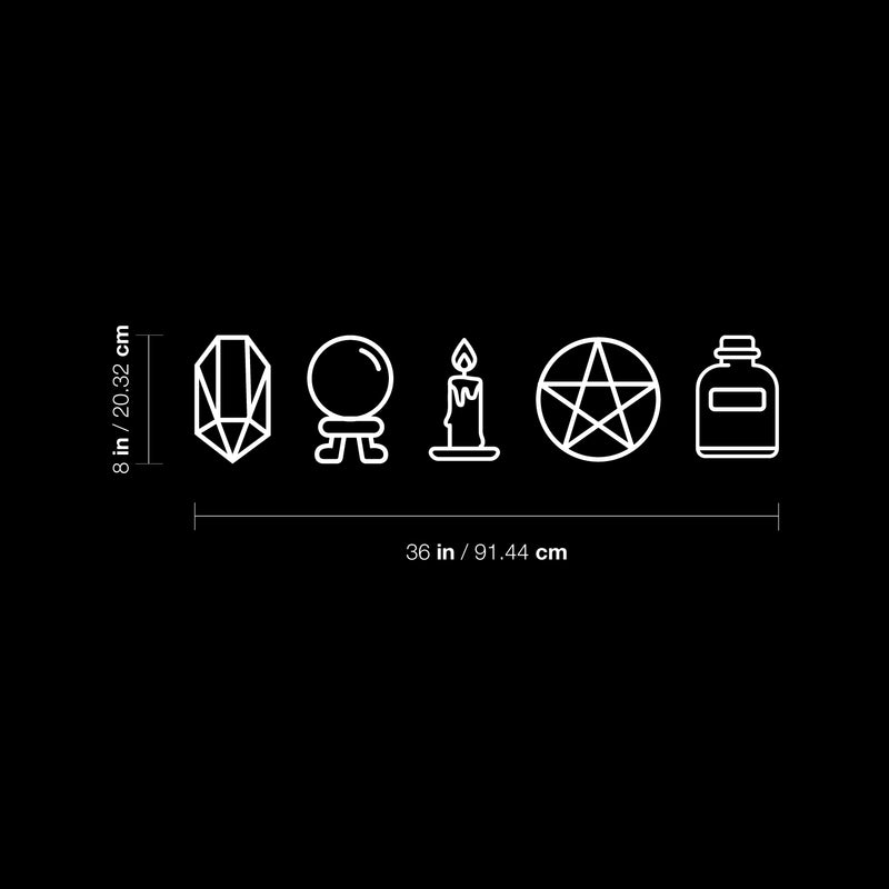 Vinyl Wall Art Decal - Mystic Objects - 8" x 36" - Trendy Cool Fun Halloween Design Sticker For Home Bedroom Family Room Windows Doors Storefront Coffee Shop Office Spooky Decor 4