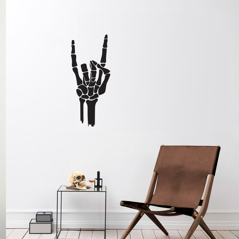 Vinyl Wall Art Decal - Skeleton Rock - 14" x 6" - Funny Trendy Cool Halloween Hand Design Sticker For Home Family Room Windows Doors Storefront Coffee Shop Classroom Office Spooky Decor 2