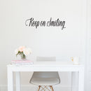 Vinyl Wall Art Decal - Keep On Smiling - Happy Face Modern Inspirational Positive Quote Sticker For Home Office Bedroom Living Room Kids Room School Playroom Coffee Shop Decor 2