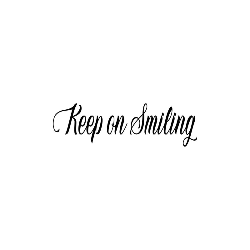 Vinyl Wall Art Decal - Keep On Smiling - 12" x 40" - Happy Face Modern Inspirational Positive Quote Sticker For Home Office Bedroom Living Room Kids Room School Playroom Coffee Shop Decor 1