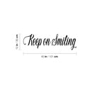 Vinyl Wall Art Decal - Keep On Smiling - 12" x 40" - Happy Face Modern Inspirational Positive Quote Sticker For Home Office Bedroom Living Room Kids Room School Playroom Coffee Shop Decor 4
