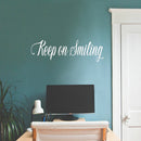 Vinyl Wall Art Decal - Keep On Smiling - 12" x 40" - Happy Face Modern Inspirational Positive Quote Sticker For Home Office Bedroom Living Room Kids Room School Playroom Coffee Shop Decor 3