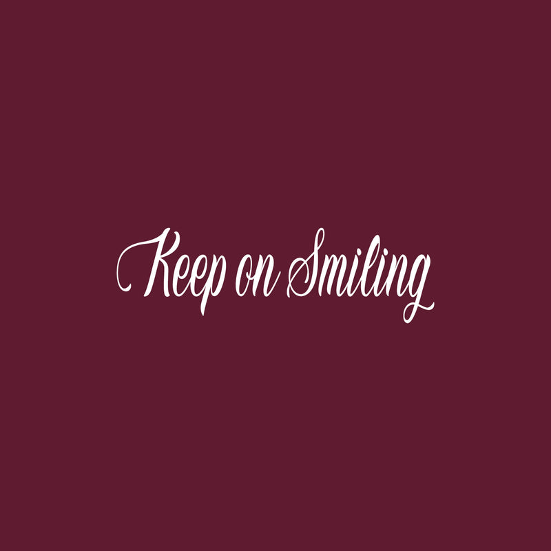 Vinyl Wall Art Decal - Keep On Smiling - 12" x 40" - Happy Face Modern Inspirational Positive Quote Sticker For Home Office Bedroom Living Room Kids Room School Playroom Coffee Shop Decor 1