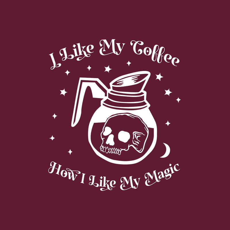 Vinyl Wall Art Decal - I Like My Coffee How I Like My Magic - 25" x 22" - Modern Halloween Quote Glass Carafe Skull Design Sticker For Home Office Kitchenette Spooky Decor 1