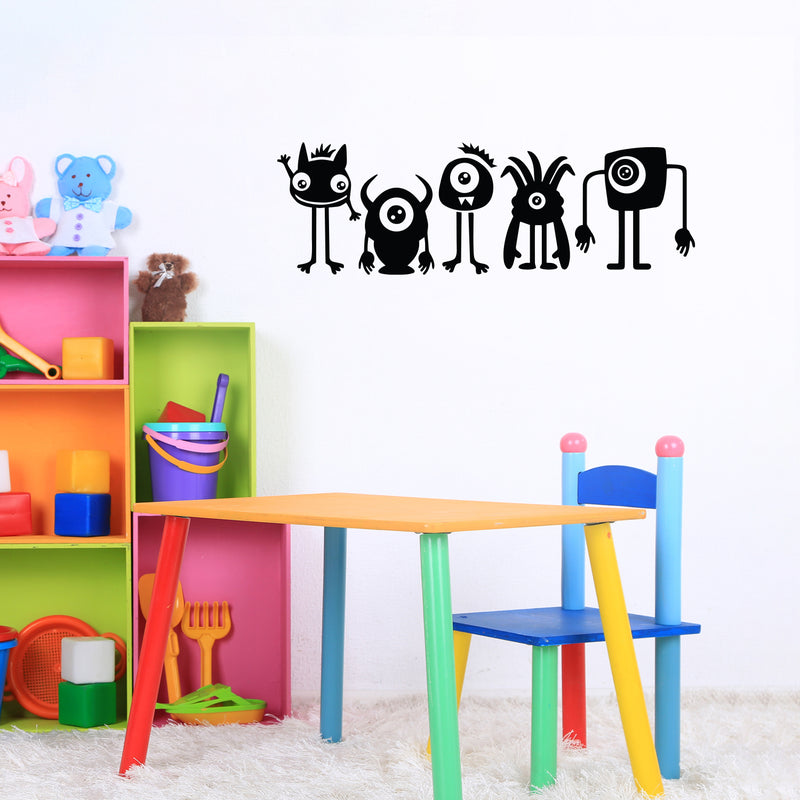 Vinyl Wall Art Decal - Cute Monsters - 41" x 13" - Cute Modern Stickers Design For Home Apartment Kids Bedroom Living Room Playroom Nursery School Decoration 2