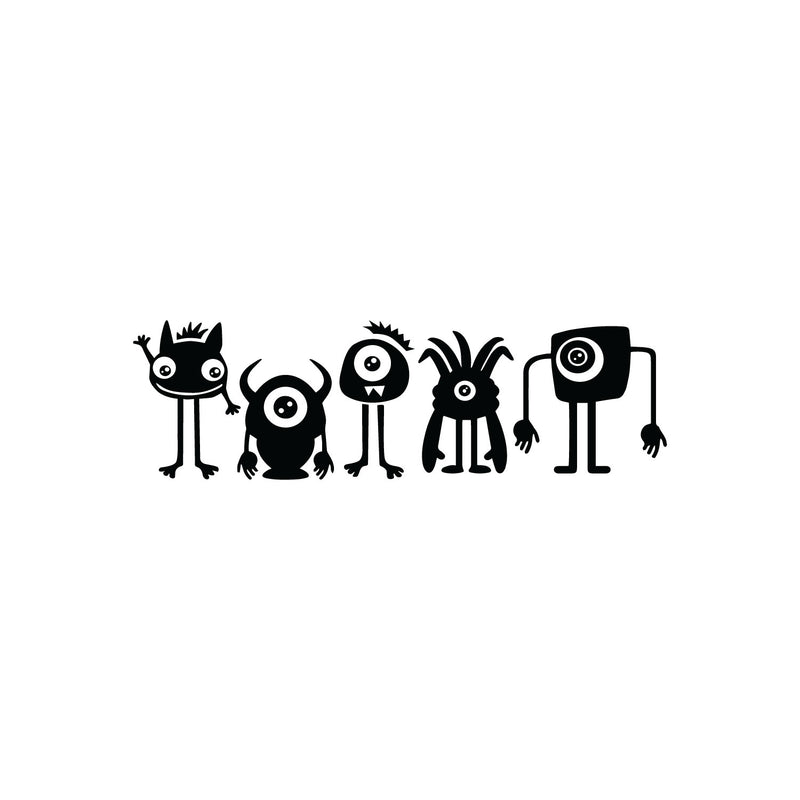 Vinyl Wall Art Decal - Cute Monsters - Cute Modern Stickers Design For Kids Room Baby Toddler Bedroom Living Room Pre-school Playroom Nursery School Decoration 1