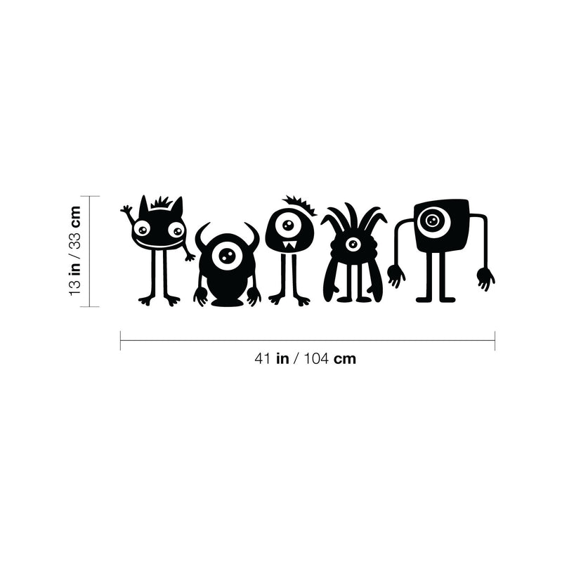 Vinyl Wall Art Decal - Cute Monsters - Cute Modern Stickers Design For Kids Room Baby Toddler Bedroom Living Room Pre-school Playroom Nursery School Decoration 4