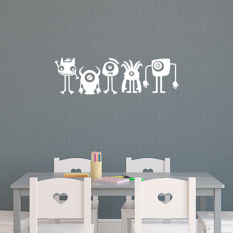 Vinyl Wall Art Decal - Cute Monsters - 41" x 13" - Cute Modern Stickers Design For Home Apartment Kids Bedroom Living Room Playroom Nursery School Decoration 3