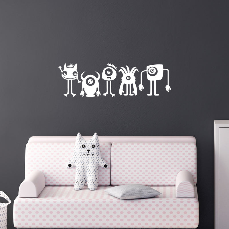 Vinyl Wall Art Decal - Cute Monsters - 41" x 13" - Cute Modern Stickers Design For Home Apartment Kids Bedroom Living Room Playroom Nursery School Decoration 2