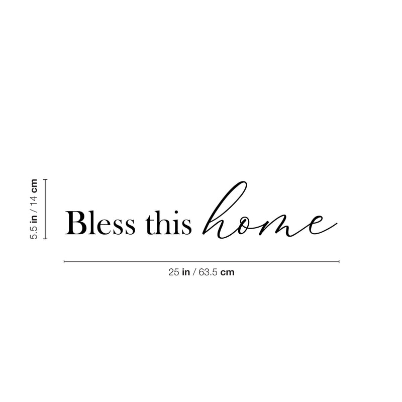 Vinyl Wall Art Decal - Bless This Home - 2 - Modern Inspirational Quote Sticker For Family Home Dining Room Classic Design Entryway Door Window Living Room Decor 4