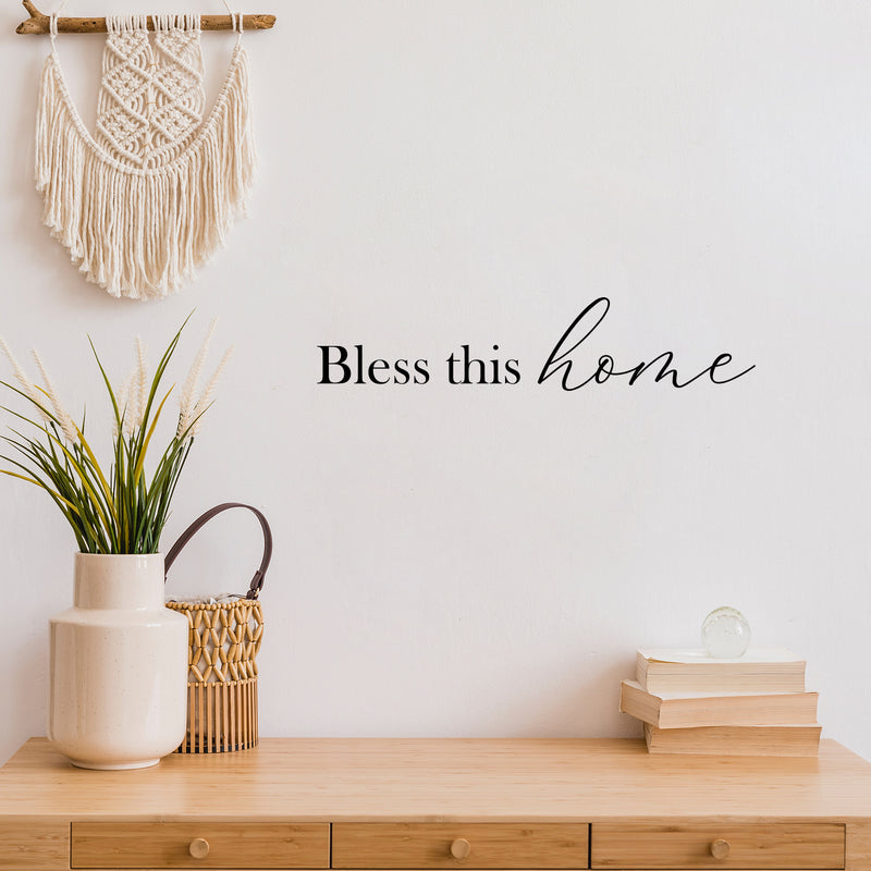 Vinyl Wall Art Decal - Bless This Home - 25" x 5.5" - Modern Inspirational Quote Sticker For Family Home Dining Room Classic Design Entryway Door Window Living Room Decor 3