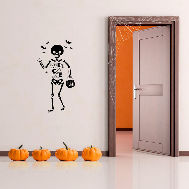 Vinyl Wall Art Decal - Welcome - 31" x 16" - Trendy Cool Halloween Season Fun Bats Design Sticker For Home Family Room Windows Entry Hall Doors Storefront Coffee Shop School Spooky Decor 3